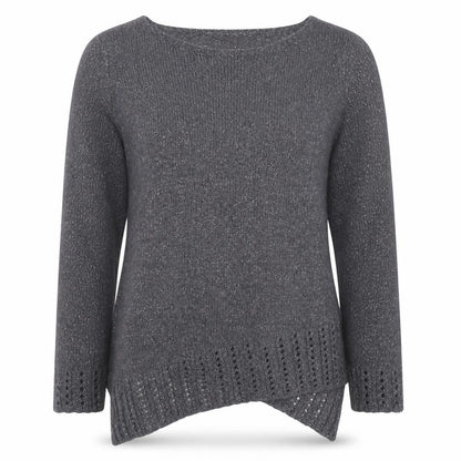Per Una Women’s Grey Metallic Knit Long Sleeve Pullover Jumper Size 12