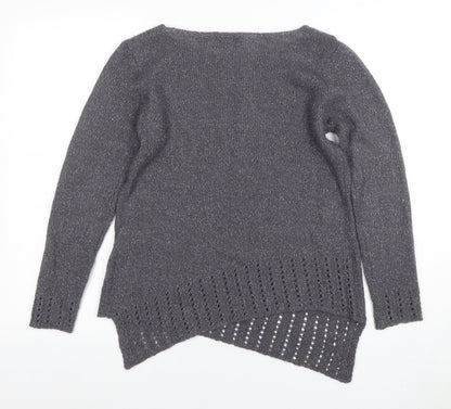 Per Una Women’s Grey Metallic Knit Long Sleeve Pullover Jumper Size 12