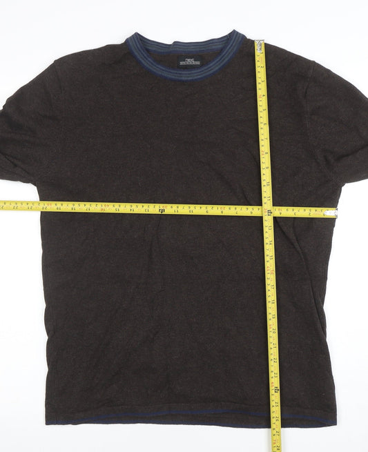 Next Men's Brown Cotton Blend Crew Neck Pullover Jumper Size L