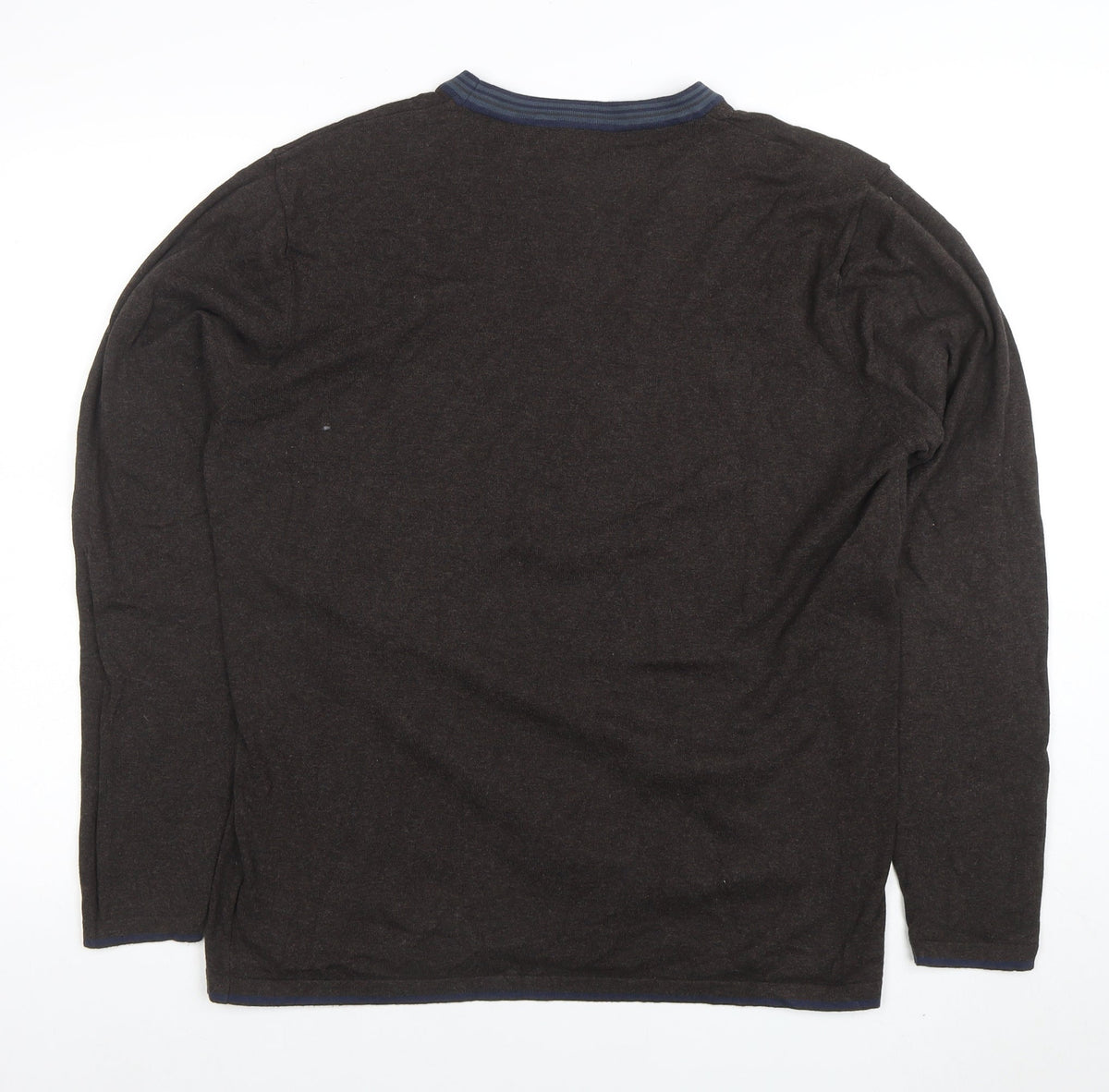 Next Men's Brown Cotton Blend Crew Neck Pullover Jumper Size L