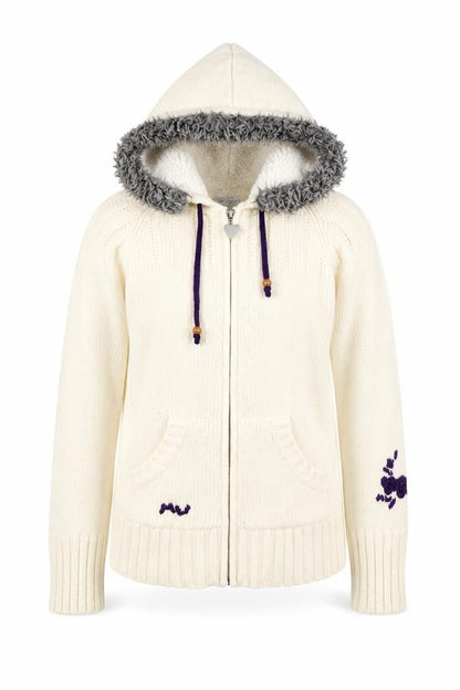 Maui Wowie Women’s Ivory Hooded Full Zip Knit Jumper Size 10