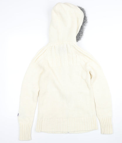 Maui Wowie Women’s Ivory Hooded Full Zip Knit Jumper Size 10