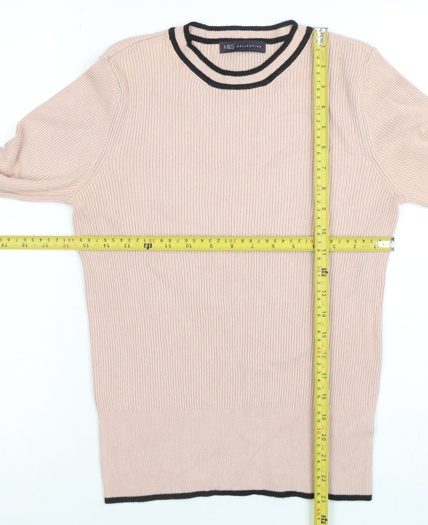 Womens UK Size 12 Marks and Spencer Beige Basic T-Shirt