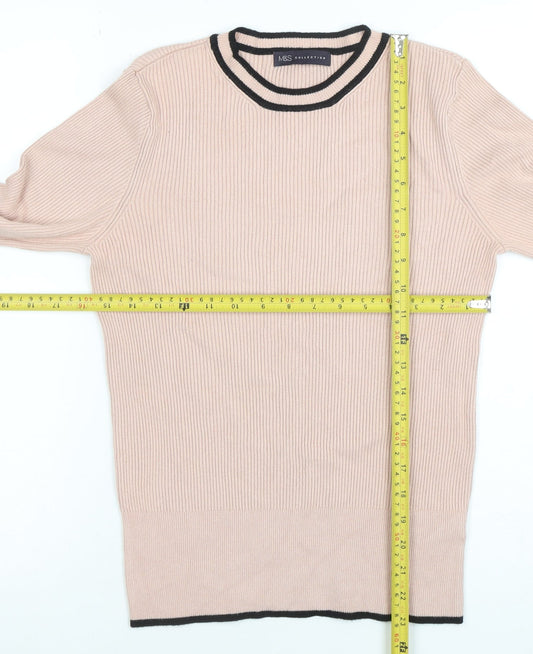 Womens UK Size 12 Marks and Spencer Beige Basic T-Shirt