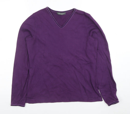 Womens UK Size 12 Hawkstead Purple Basic T-Shirt