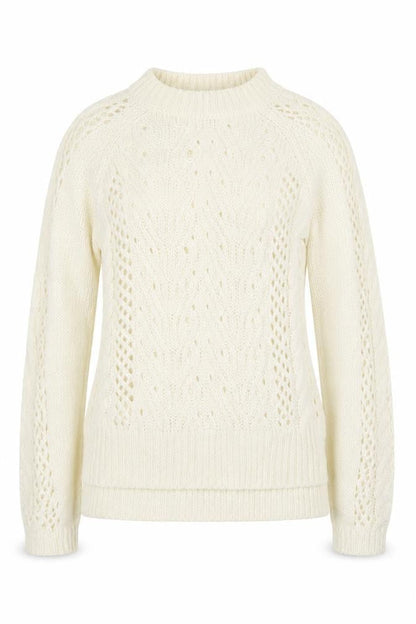 TU Women Ivory Cable-Knit Jumper Size 8 Wool Blend Winter Pullover