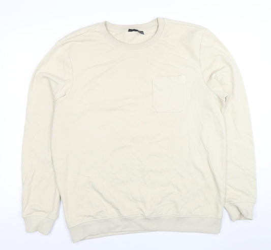 Mens UK Size L Livergy Beige Pullover Sweatshirt