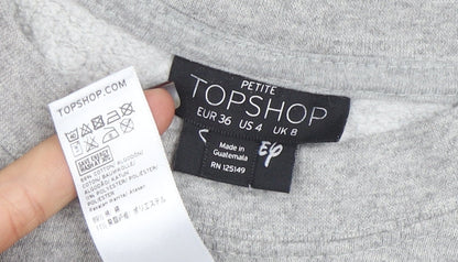 Womens UK Size 8 Topshop Grey Pullover Sweatshirt