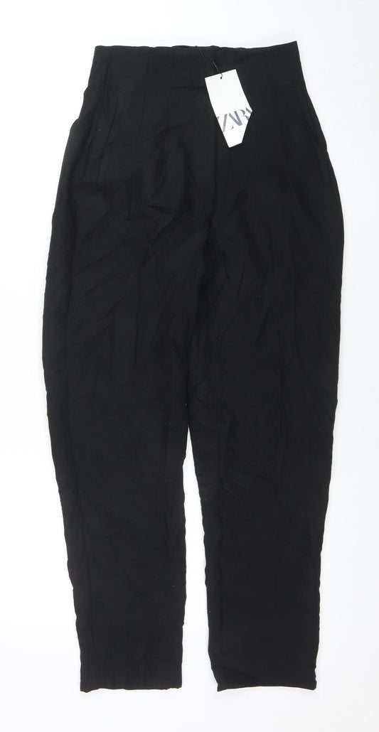 Womens UK Size L Zara Regular Fit Business Casual Workwear Black Trousers