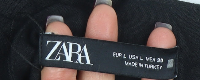 Womens UK Size L Zara Regular Fit Business Casual Workwear Black Trousers