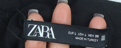 Womens UK Size L Zara Regular Fit Business Casual Workwear Black Trousers