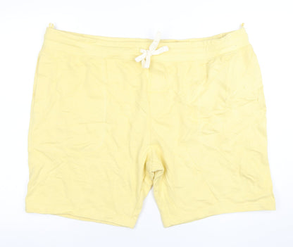 Marks and Spencer Men's Yellow 3XL Sweat Shorts with Drawstring Waist