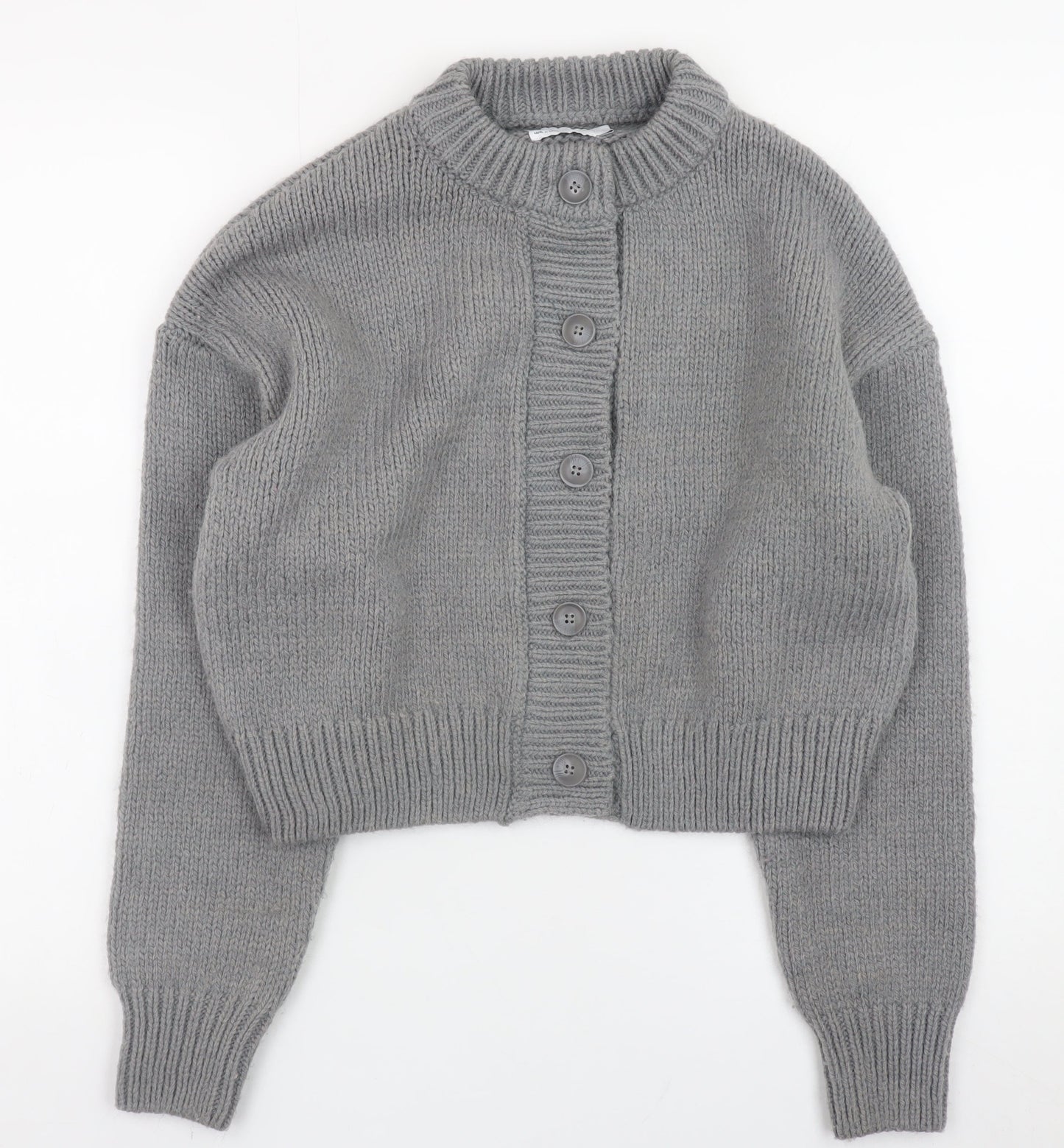 ASOS DESIGN Women Grey Chunky Knit Button Cardigan Size S