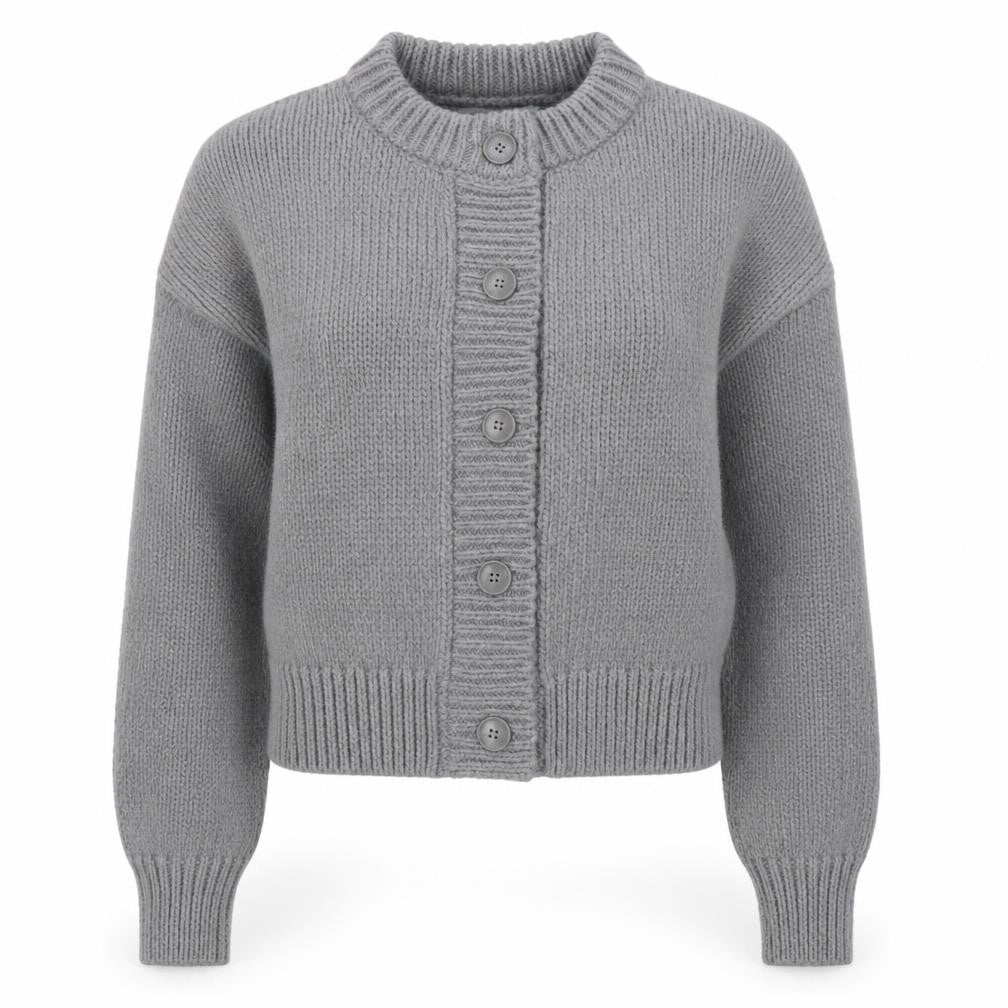 ASOS DESIGN Women Grey Chunky Knit Button Cardigan Size S