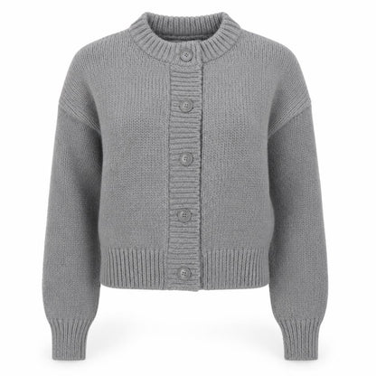ASOS DESIGN Women Grey Chunky Knit Button Cardigan Size S