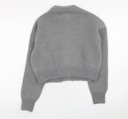 ASOS DESIGN Women Grey Chunky Knit Button Cardigan Size S