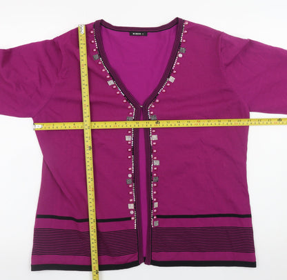 Roman Women’s Purple Beaded V-Neck Cardigan Size 18