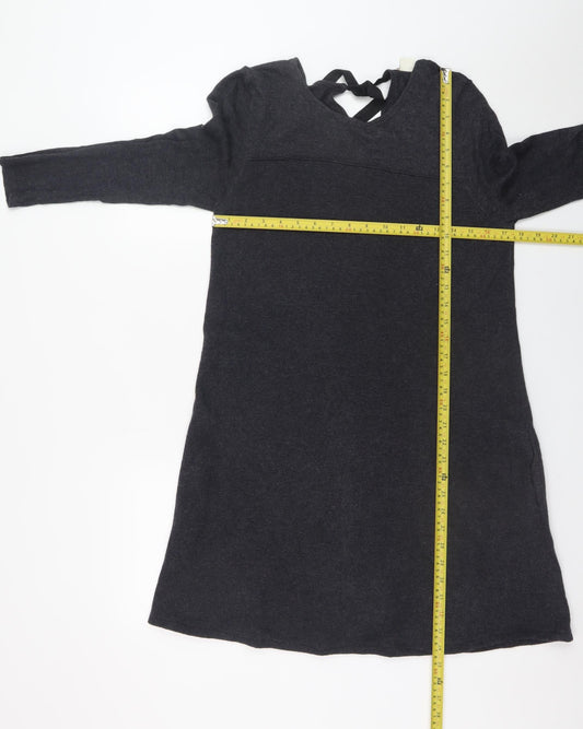 Monsoon Women Black Size 12 Shift Jersey Long Sleeve Knee Dress