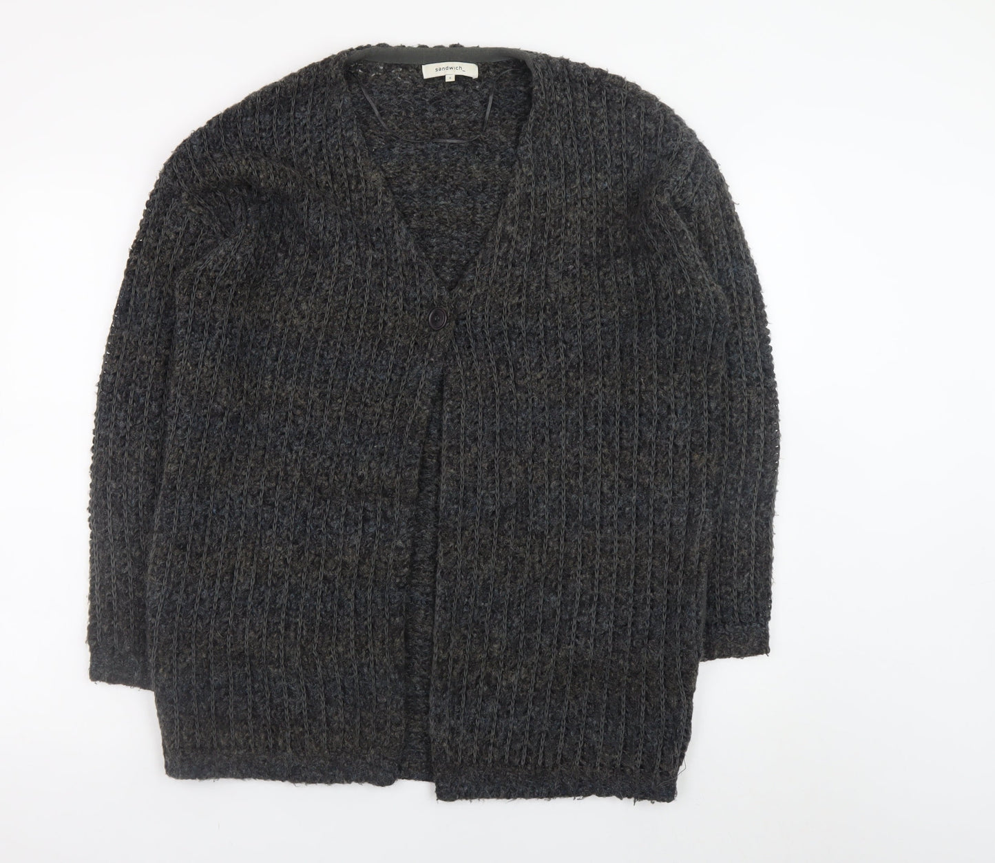 Sandwich Women's Grey Chunky-Knit V-Neck Cardigan Size S
