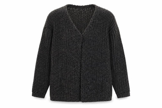 Sandwich Women's Grey Chunky-Knit V-Neck Cardigan Size S