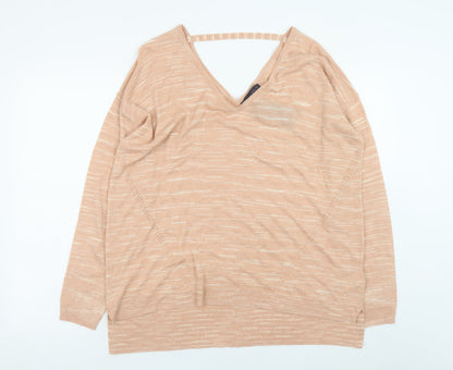 Marks and Spencer Women’s Beige V-Neck Relaxed Knit Jumper XL