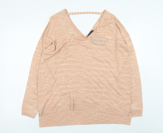 Marks and Spencer Women’s Beige V-Neck Relaxed Knit Jumper XL