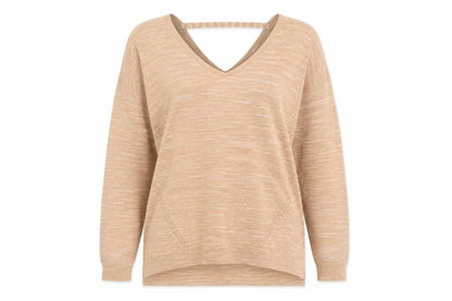 Marks and Spencer Women’s Beige V-Neck Relaxed Knit Jumper XL