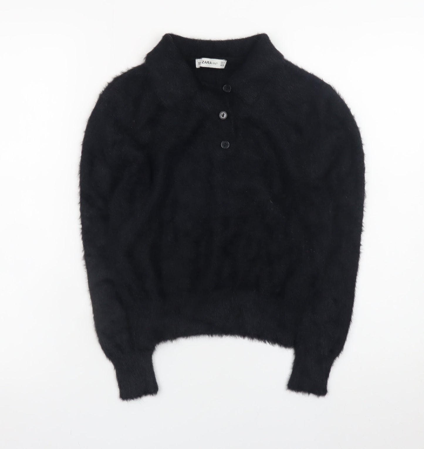 Womens UK Size 12 Zara Black Henley Jumper