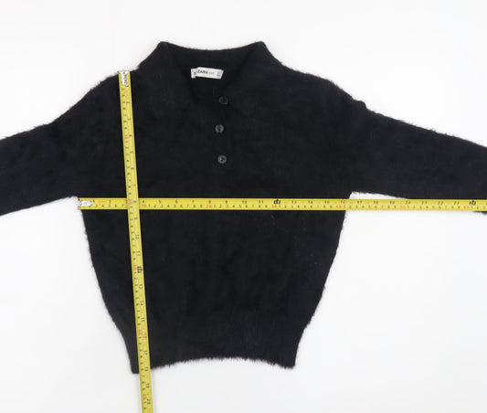 Womens UK Size 12 Zara Black Henley Jumper