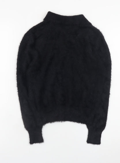 Womens UK Size 12 Zara Black Henley Jumper