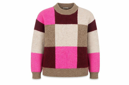 Tu Women’s Multicoloured Check Knit Crew Neck Jumper Size 14