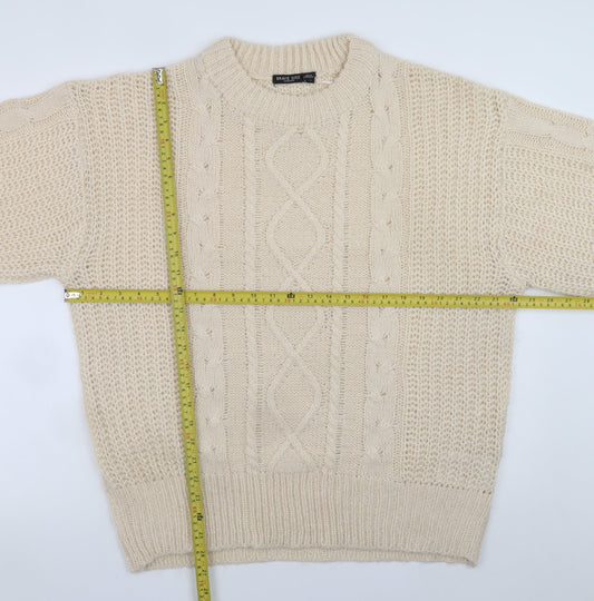 Brave Soul Womens Beige Cable-Knit Acrylic Jumper Size 12
