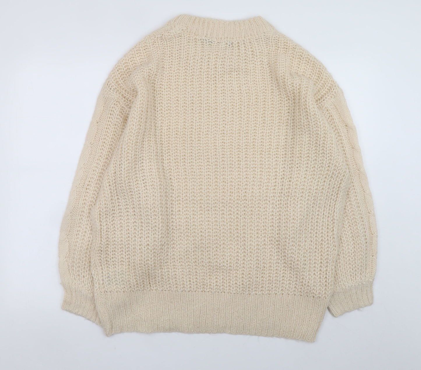 Brave Soul Womens Beige Cable-Knit Acrylic Jumper Size 12