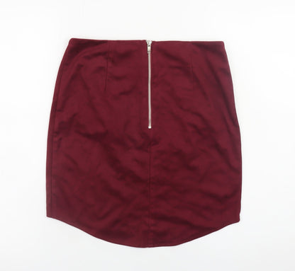 Glamorous Womens Red Short Pencil Skirt Size S Zip Stretch
