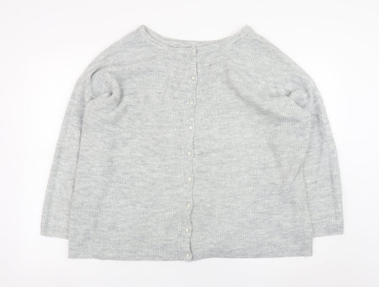 Joules Women's Grey Knit Long Sleeve Button Cardigan Size 18