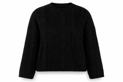 Marks and Spencer Womens Black L Ruffle Knit Jumper Pullover