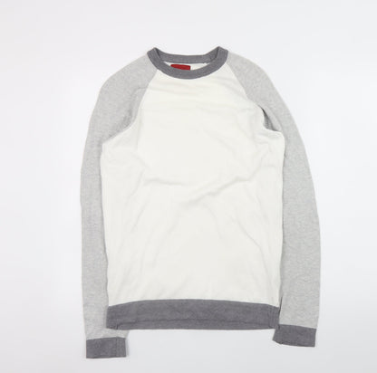 Zara Man Men's Grey Cotton Crew Neck Long Sleeve Pullover Jumper Size S