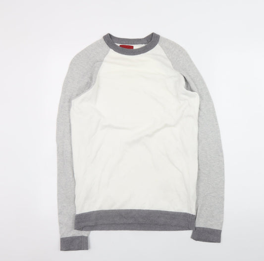 Zara Man Men's Grey Cotton Crew Neck Long Sleeve Pullover Jumper Size S