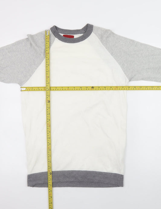 Zara Man Men's Grey Cotton Crew Neck Long Sleeve Pullover Jumper Size S