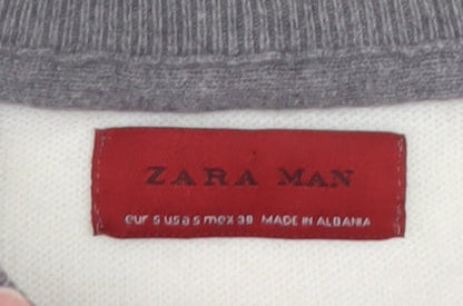 Zara Man Men's Grey Cotton Crew Neck Long Sleeve Pullover Jumper Size S