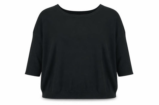 Vila Women’s Black Relaxed Knit Boat Neck Pullover Jumper One Size