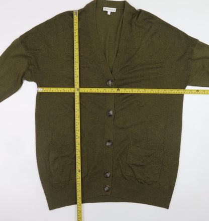 Warehouse Women’s Green V-Neck Long Sleeve Cardigan Size 12