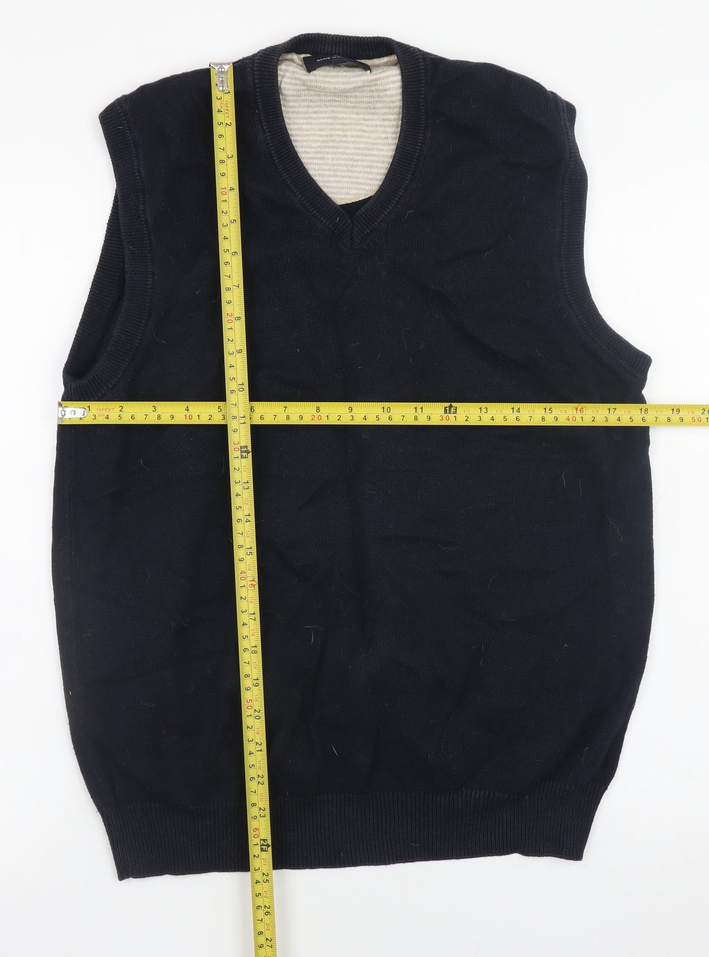 Marks and Spencer Men's Black Cotton V-Neck Sleeveless Vest Small