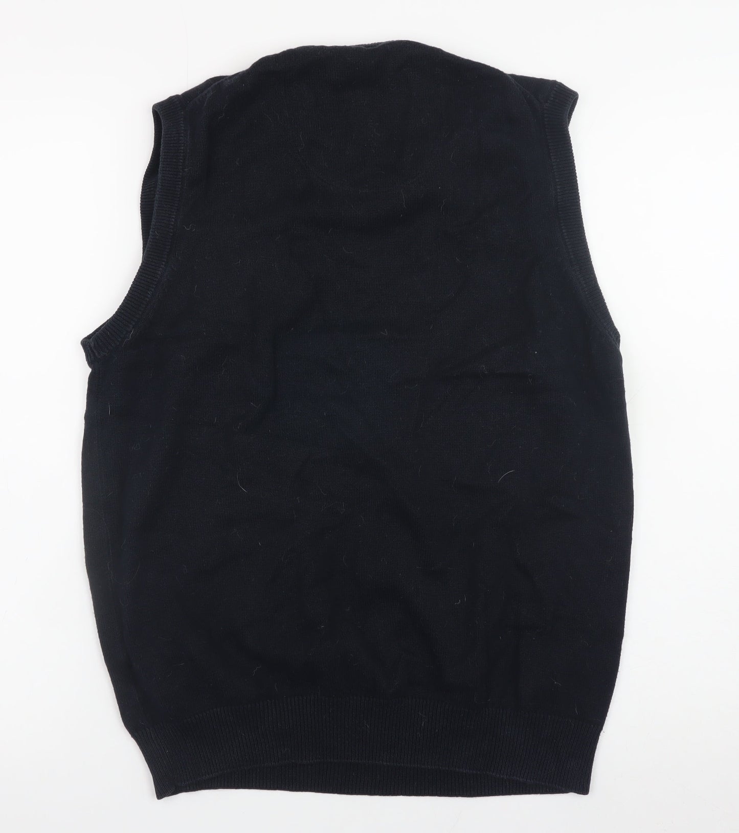 Marks and Spencer Men's Black Cotton V-Neck Sleeveless Vest Small