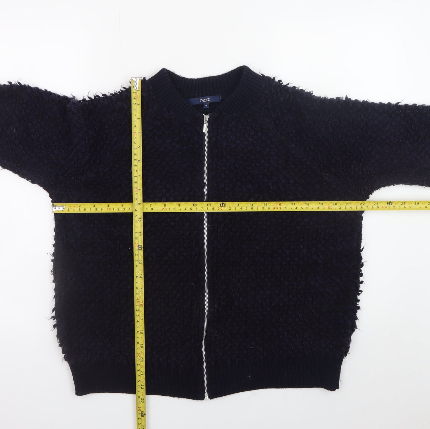 Womens UK Size 14 NEXT Black Full Zip Jumper