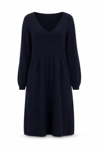 Joules Women’s Navy Jumper Dress Size 14 V-Neck Knit Long Sleeve