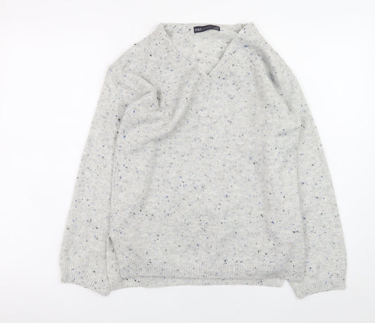 Marks and Spencer Womens Grey V-Neck Knit Jumper XS