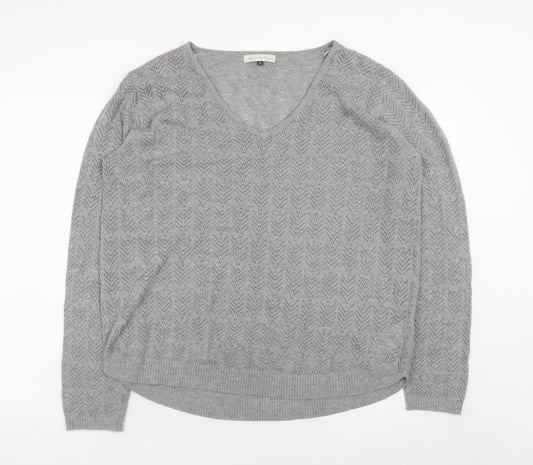 Maison de Nimes Women’s Grey V-Neck Knit Jumper Size 16