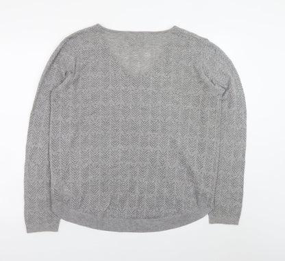 Maison de Nimes Women’s Grey V-Neck Knit Jumper Size 16