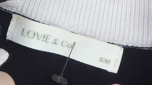 Lovie & Co Women's Blue Striped Mock Neck Pullover Jumper S
